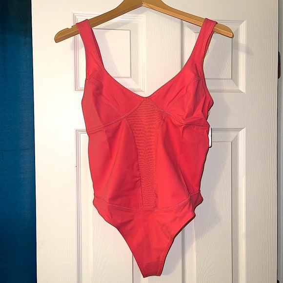 Free People Tops - Strawberry Free People Movement Heart Of Gold Bodysuit Leotard Activewear